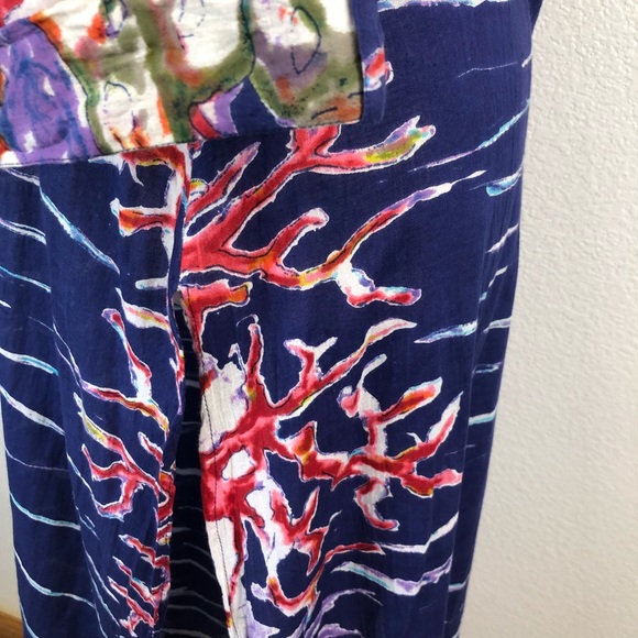 Antica Sartoria Blue Multicolor Beaded V-Neck Cotton Kaftan Maxi Dress S/M - Picture 6 of 11